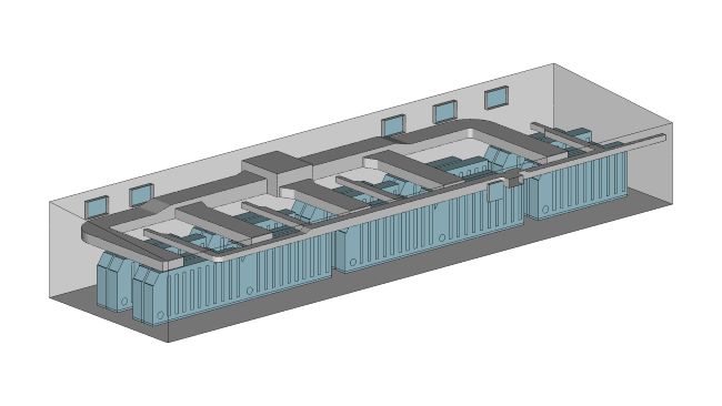 CAD model of indoor battery storage room